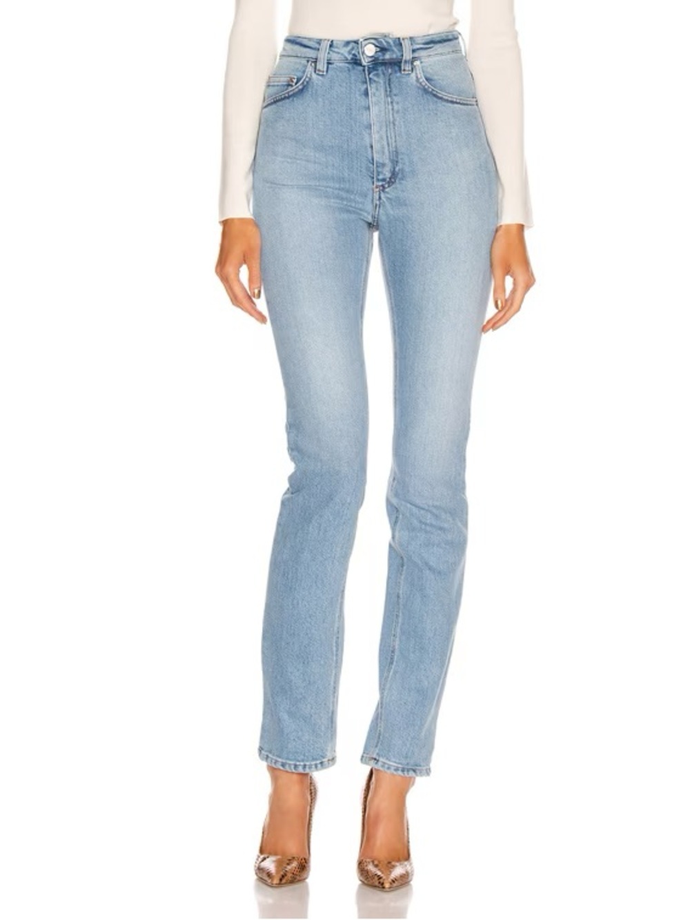 TOTEME New Standard High Rise Slim Jeans Washed Light Blue Denim Women’s Size 26